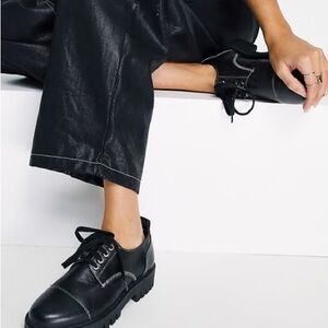 ASRA Leather Black Lace-Up Shoes